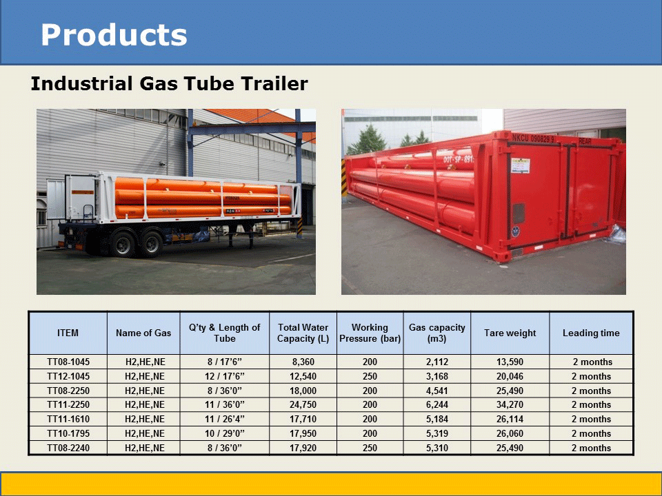 industrial gas tube trailer